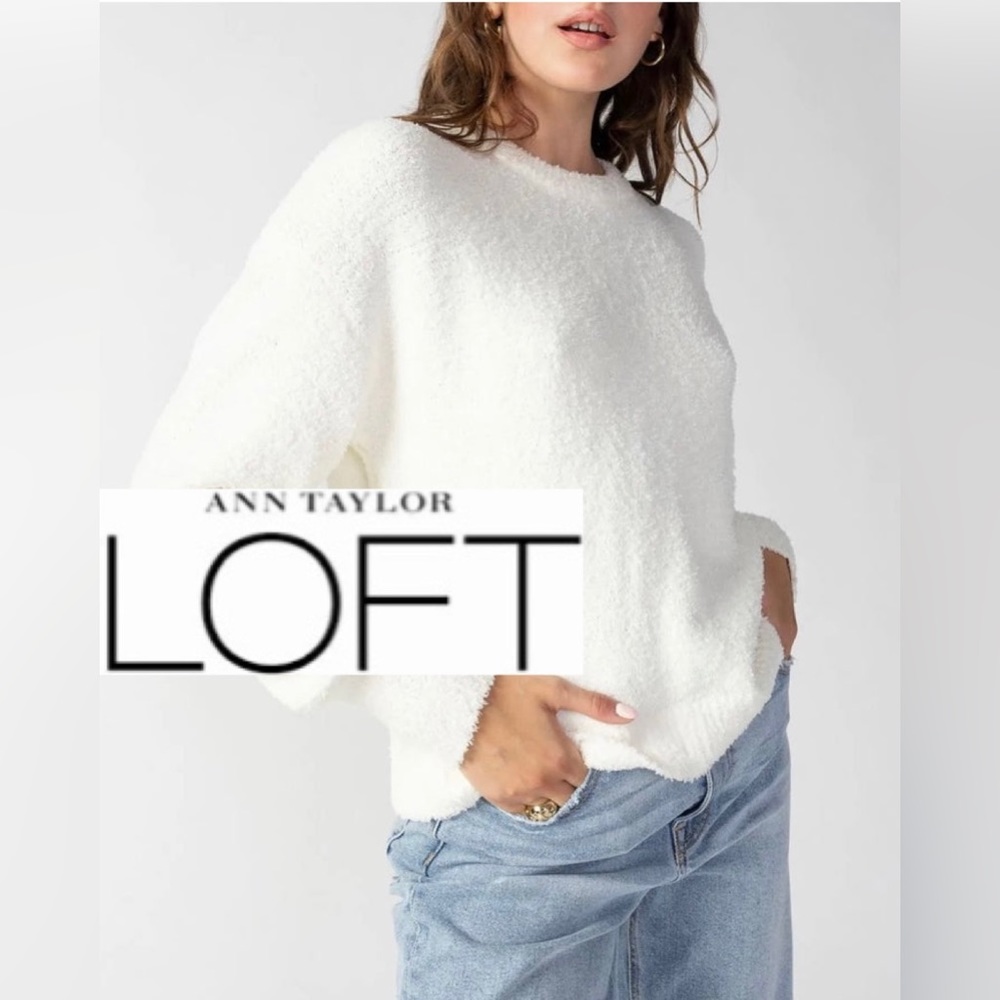 Soft Cozy Neutral Crewneck Sweater Warm Ivory Cream Off White Loft Size Small